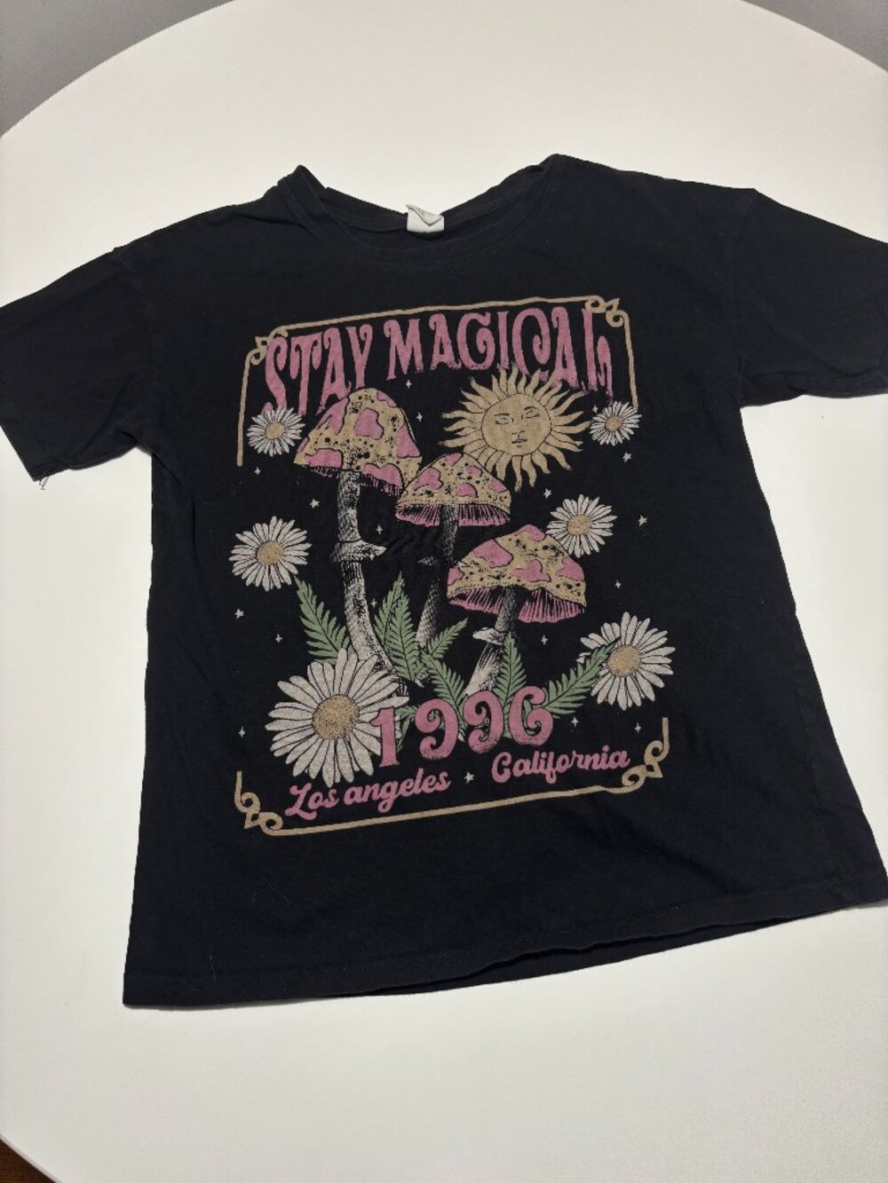 Vibe N’ Black Pink Yellow Green & White Groovy Grunge Magical Cotton Band Tee